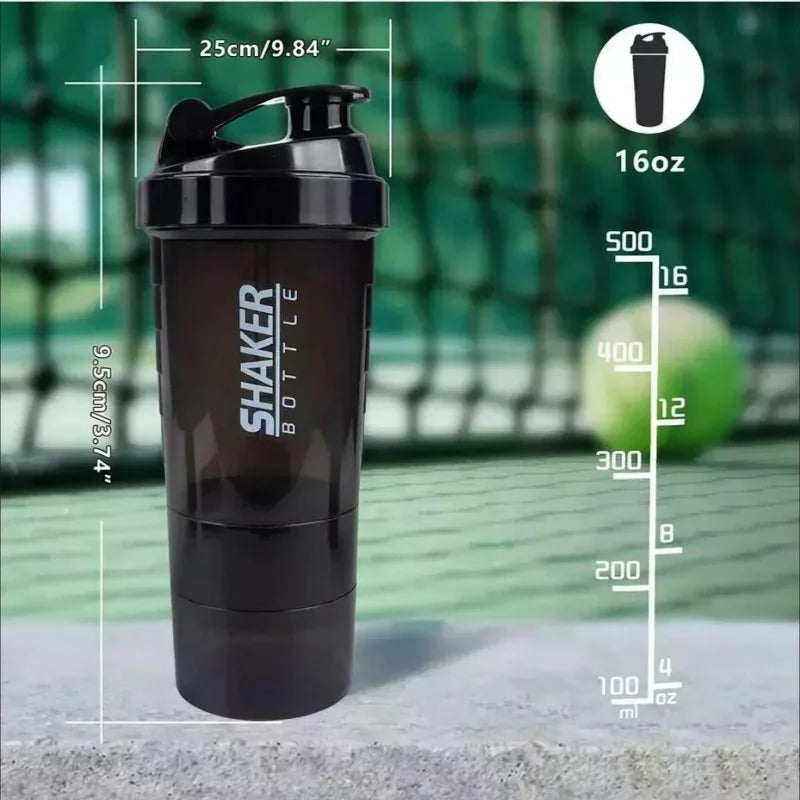 NNEOBA 3-Layer Protein Shaker Bottle Black-4