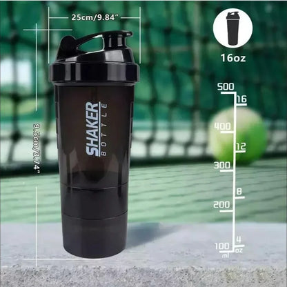 NNEOBA 3-Layer Protein Shaker Bottle Black-4
